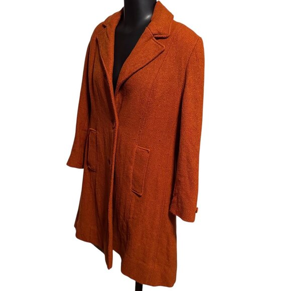 Mondo Di Marco 1970s Vintage Womens Wool Blazer Jacket Medium Orange Retro Lined - Picture 3 of 16